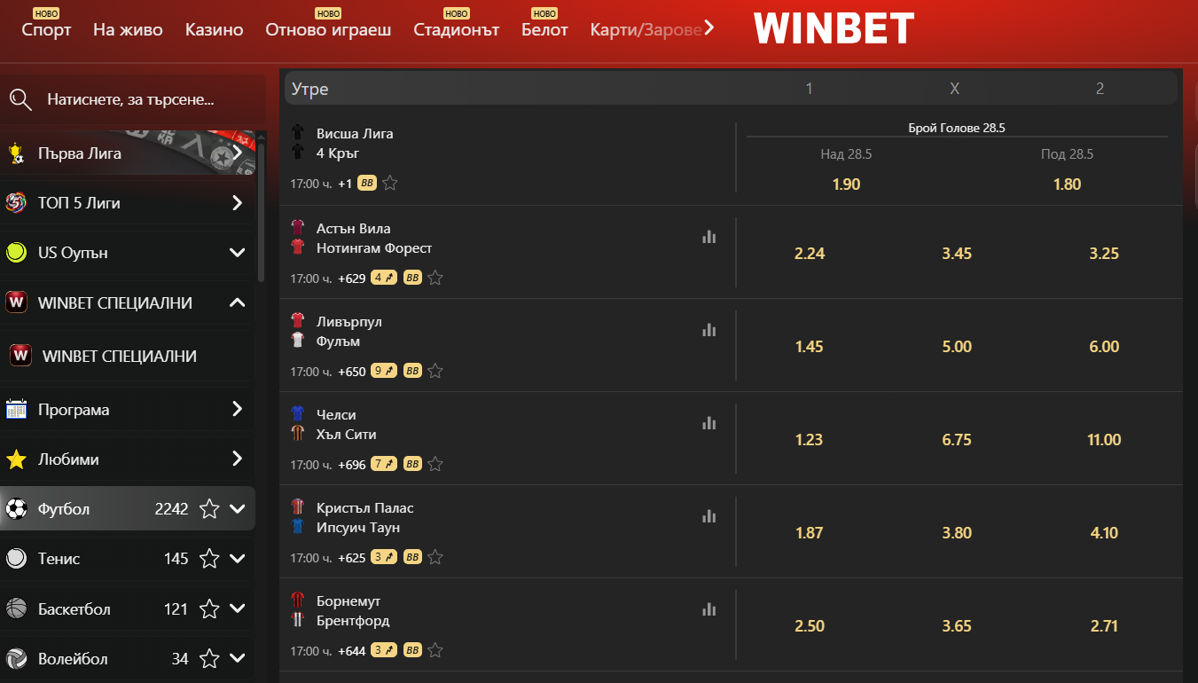 winbet sport koeficienti